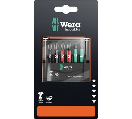 Набор насадок MINI-CHECK IMPAKTOR 6 шт WERA WE-073890