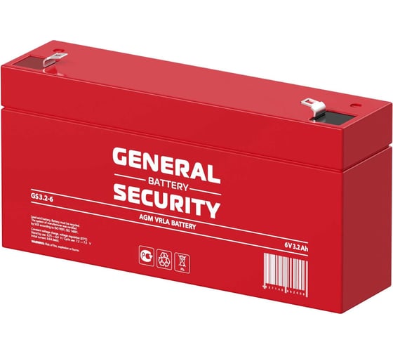 Аккумуляторная батарея General Security GS3.2-6 6В, 3.2 Ач УТ-00001378