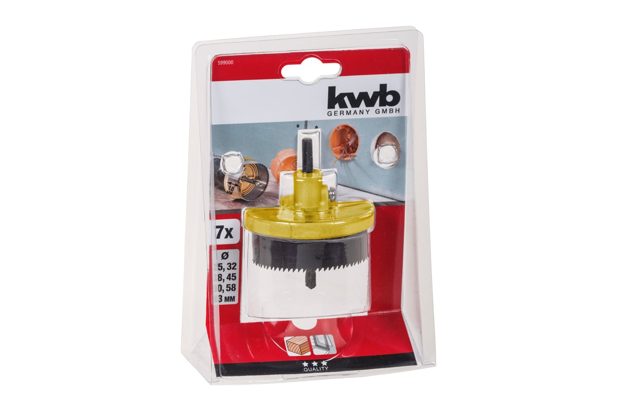 Коронка пильная наборная (7 шт; 25, 32, 38, 45, 50, 58, 63 мм; глубина ...