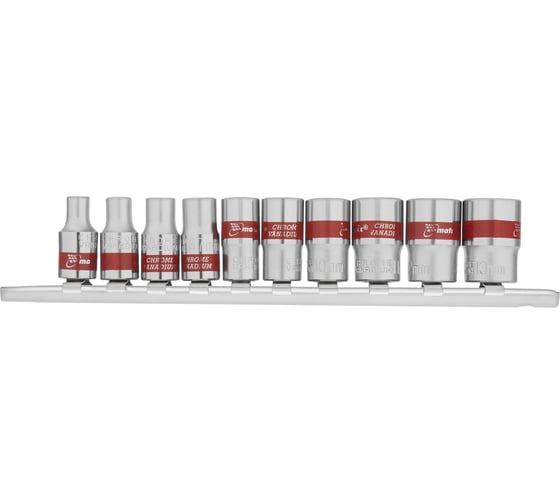 Набор торцевых головок 1/4", 6-ти гр., CrV, 10шт., 4-13мм MATRIX 13559