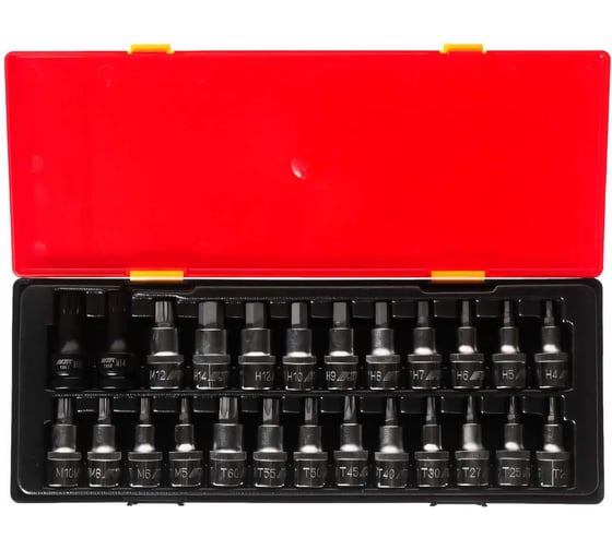 Набор бит-головок 1/2" HEX H4-H14, TORX T20-T60, SPLINE M5-M12 (25 предметов) JTC K4251