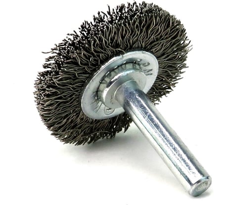 Щетка для дрели дисковая 38x8 мм, с хв-м 6 мм, гофрированная нержавеющая сталь 0.30 мм 13-170 EuroBrush EB-D38SS