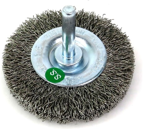 Щетка для дрели дисковая 63x10 мм, с хв-м 6 мм, гофрированная нержавеющая сталь 0.30 мм 13-172 EuroBrush EB-D63SS