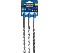 Бур по бетону серия Мастер (3 шт; 12х210 мм; SDS-plus) ПРАКТИКА 648-687