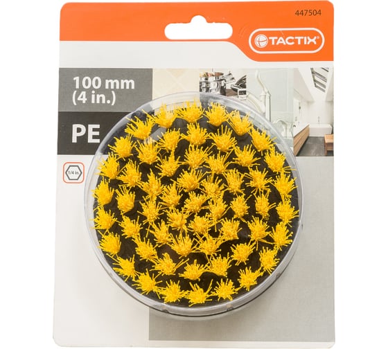 Щетка с пластиковой щетиной круглая 100 мм, хвостовик 1/4" TACTIX 447504