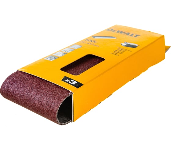 Шлифлента для дерева, краски (3 шт; 75х457 мм; К100) DEWALT DT 3643