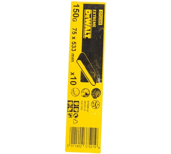 Шлифлента для дерева, краски (10 шт; 75х533 мм; К150) DEWALT DT 3305