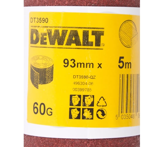 Шлифлист в рулоне для дерева, краски (93 мм х 5 м; К60) DEWALT DT 3590
