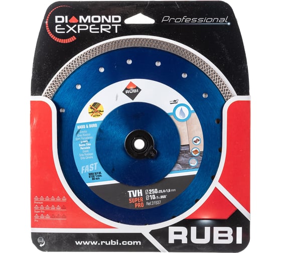 Диск алмазный TVH 250 SUPERPRO для твёрдых материалов турбо випер (250х25.4 мм) RUBI 31937