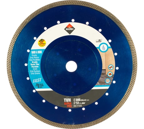Диск алмазный TVH 300 SUPERPRO для твёрдых материалов турбо випер (300х25.4 мм) RUBI 31938