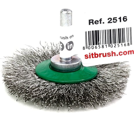 Щетка дисковая для дрели 60x9х6 мм, проволока гофрир. нержавеющая сталь 0.3 мм SIT 2516