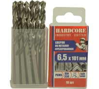 Сверло фрезерованное по металлу Industry cutter Р6М5, 6.5x101 мм, 10 шт Hardcore 146065