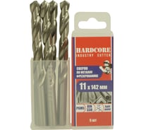 Сверло фрезерованное по металлу Industry cutter Р6М5, 11x142 мм, 5 шт Hardcore 146110