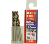 Сверло фрезерованное по металлу Industry cutter Р6М5, 3.2x65 мм, 10 шт Hardcore 146032