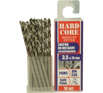 Сверло фрезерованное по металлу Industry cutter Р6М5, 3.5x70 мм, 10 шт Hardcore 146035