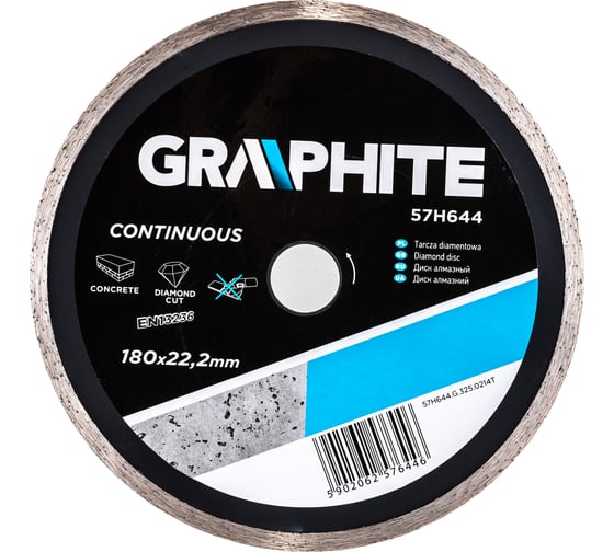 Диск алмазный сплошной 180х22.2 мм GRAPHITE 57H644