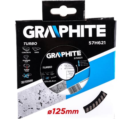 Диск алмазный ультра тонкий 125х22.2 мм turbo GRAPHITE 57H621