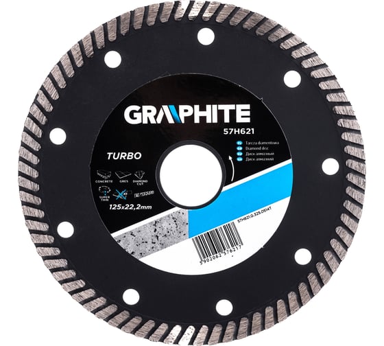 Диск алмазный ультра тонкий 125х22.2 мм turbo GRAPHITE 57H621