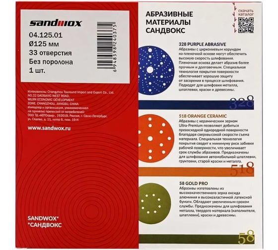 Прокладка защитная 125 мм, 33 отверстия (для машинки ø125 мм) SANDWOX 04.125.01