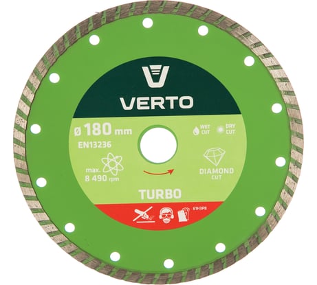Диск алмазный 180x22.2 мм turbo VERTO 61H3P8