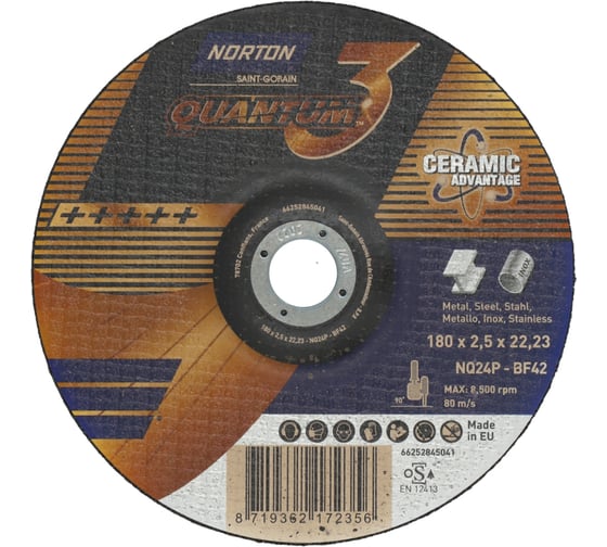 Отрезной круг 180x2.5x22.23 мм NQ24P-T42 NORTON 66252845041