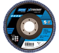 Круг лепестковый Xtreme 125x22 мм, P80, цирконий NORTON 66261099039