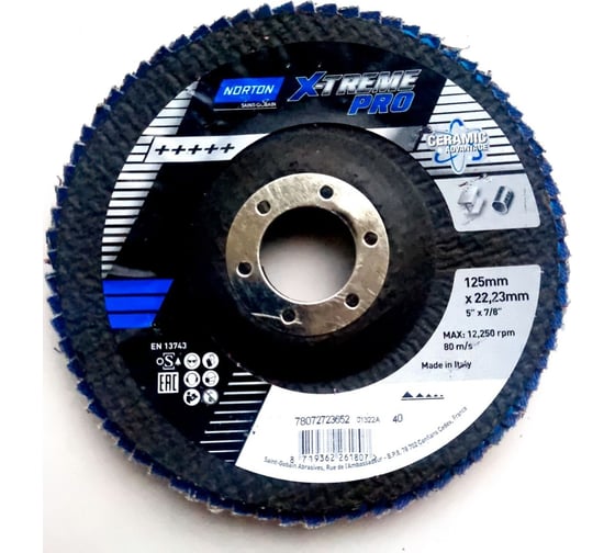 Круг лепестковый Xtrpro 125x22 мм, P40 special NORTON 78072723652 1