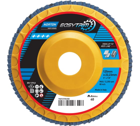 Круг лепестковый Easytrim 125x22 мм, P40, R842 цирконий NORTON 78072705358