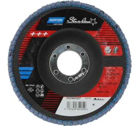 Круг лепестковый Nsl по металлу 115x22 мм, P40 цирконий NORTON 66254492267