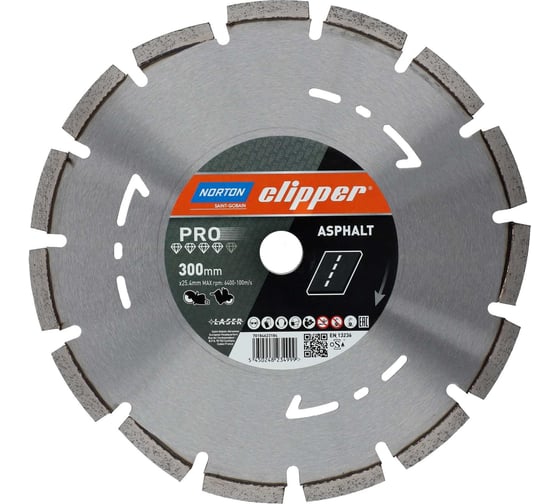 Алмазный диск для резки асфальта Sup-asp evo wg3s 300x25.4 мм NORTON 70184623184