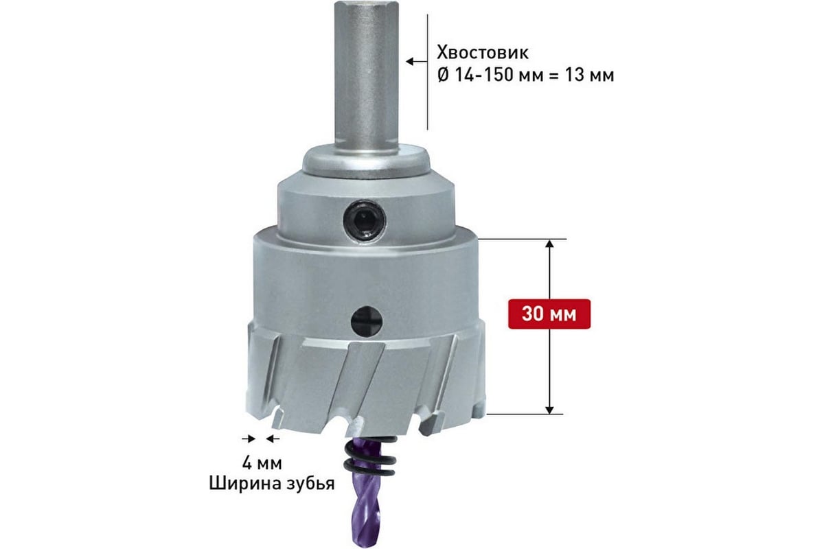 Коронка с твердосплавными напайками в сборе Power-Max 30 (32х30 мм ...