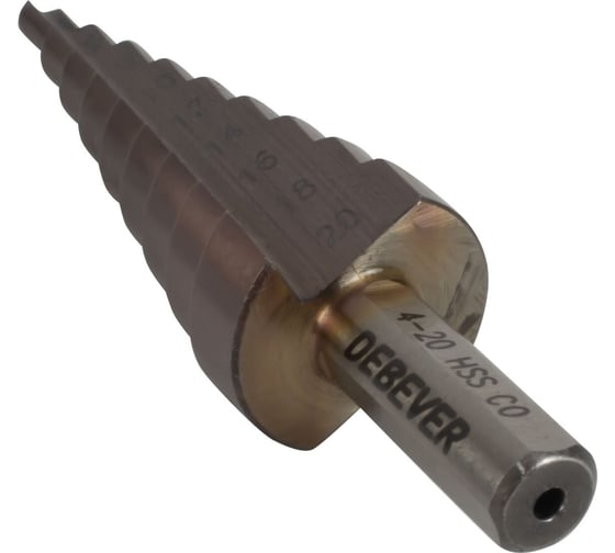 Сверло ступенчатое с прямой канавкой, 4-20 мм, 9 ступеней, HSS-Co DeBever Machining Solutions DB-CT4209