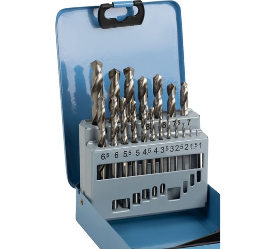 Набор сверл спиральных по металлу 1-10 мм, HSS, DIN 338, 19 шт Debever Machining Solutions DB-DG19