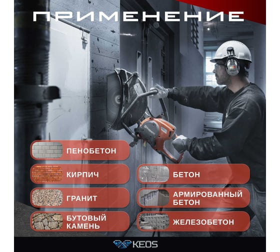 Диск алмазный по бетону железобетону (350х25.4/20 мм) сегментный KEOS DBE02.350