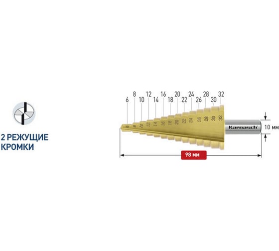 Набор ступенчатых сверл HSS-XE с покрытием TiN, 3 шт Karnasch 21.3092