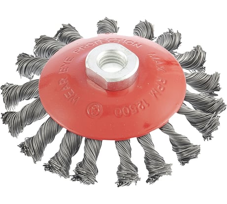 Щетка выгнутая для УШМ (115 мм; М14; крученая проволока  0.5 мм) MATRIX 74610