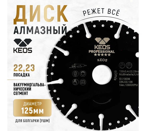 Диск алмазный универсальный Турбо (125х22.2 мм) KEOS DBU02.125