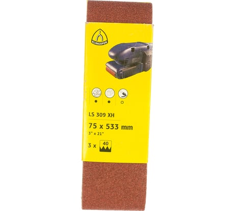 Шлиф-лента универсальная для шлифмашин (75х533 мм; Р40) 3 шт. KLINGSPOR 7018