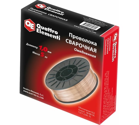 Проволока сварочная омедненная (5 кг; 1 мм) QUATTRO ELEMENTI 770-360