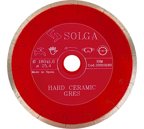 Диск алмазный сплошной (180 мм х 25,4/22,2 мм) HARD CERAMICS Solga Diamant 20010180