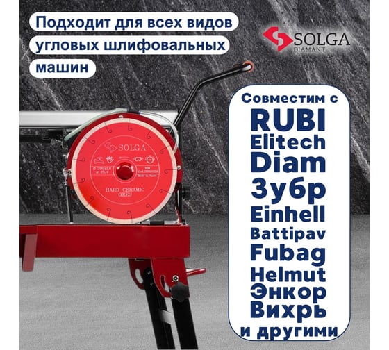 Диск алмазный сплошной (200х25,4 мм) HARD CERAMICS Solga Diamant 20010200