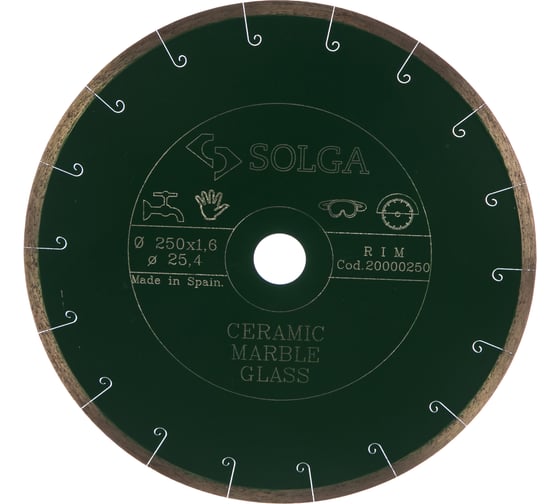 Диск алмазный сплошной (250х25,4 мм) CERAMICS MARBLE Solga Diamant 20000250 1