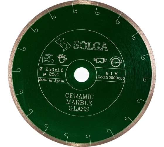 Диск алмазный сплошной (250х25,4 мм) CERAMICS MARBLE Solga Diamant 20000250