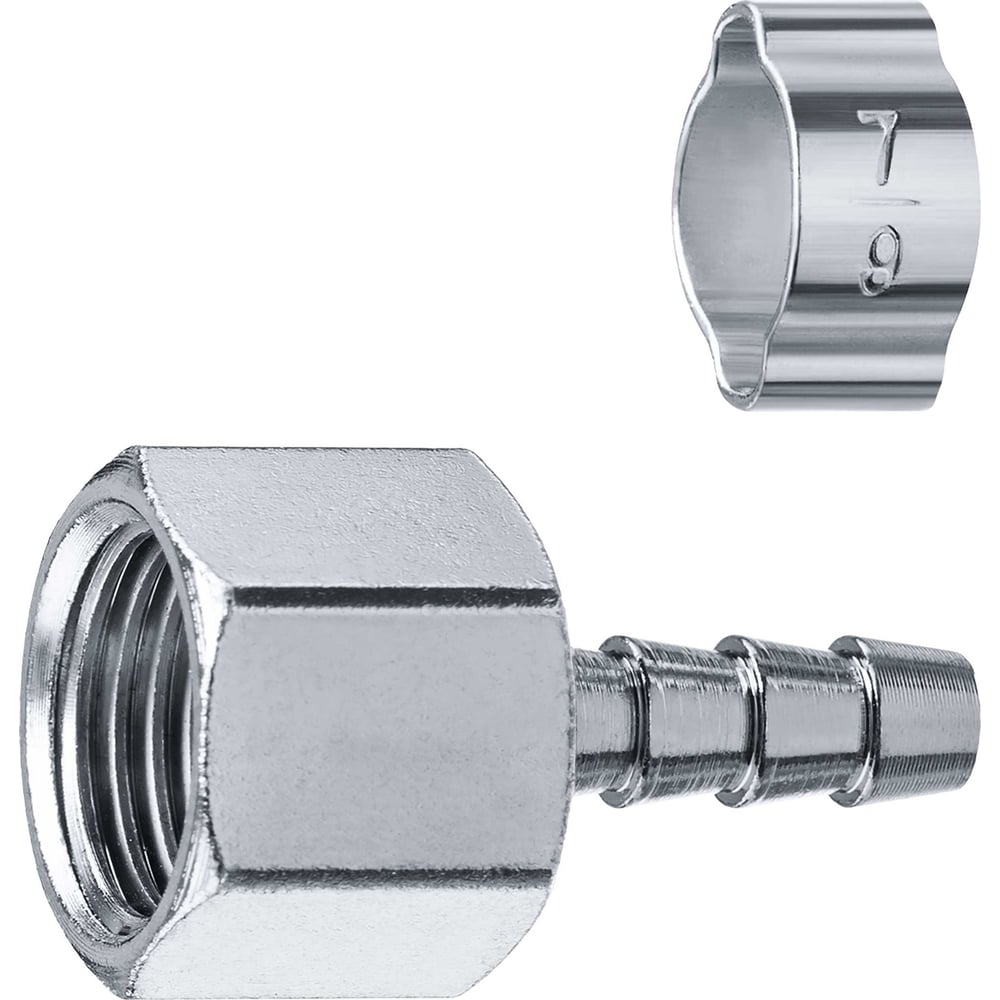 Переходник ЗУБР Профессионал штуцер \"елочка\" 6 мм - 1/4\"F, с обжимным ...