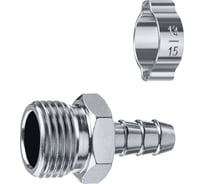 Переходник ЗУБР Профессионал штуцер "елочка" 10 мм - 1/2"M, с обжимным хомутом 64924-1/2-10