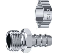 Переходник ЗУБР Профессионал штуцер "елочка" 10 мм - 3/8"M, с обжимным хомутом 64924-3/8-10