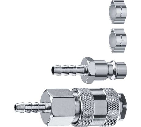 Набор ЗУБР Профессионал (штуцер "елочка" 6 мм - рапид муфта) + (рапид штуцер-штуцер "елочка" 6 мм) + (обжимные хомуты 2 шт) 64920-06-H