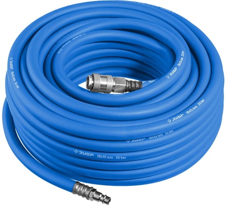Воздушный шланг ЗУБР с фитингами рапид 15 м, 10x15 мм, 20 бар 6481-15
