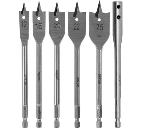 Набор сверл перовых (5 шт; 12-25х152 мм) по дереву Энкор 19122