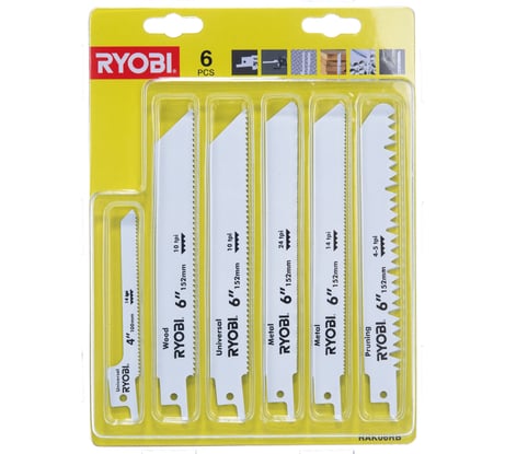 Набор полотен для сабельной пилы 6 шт. Ryobi RAK06RB 5132002547
